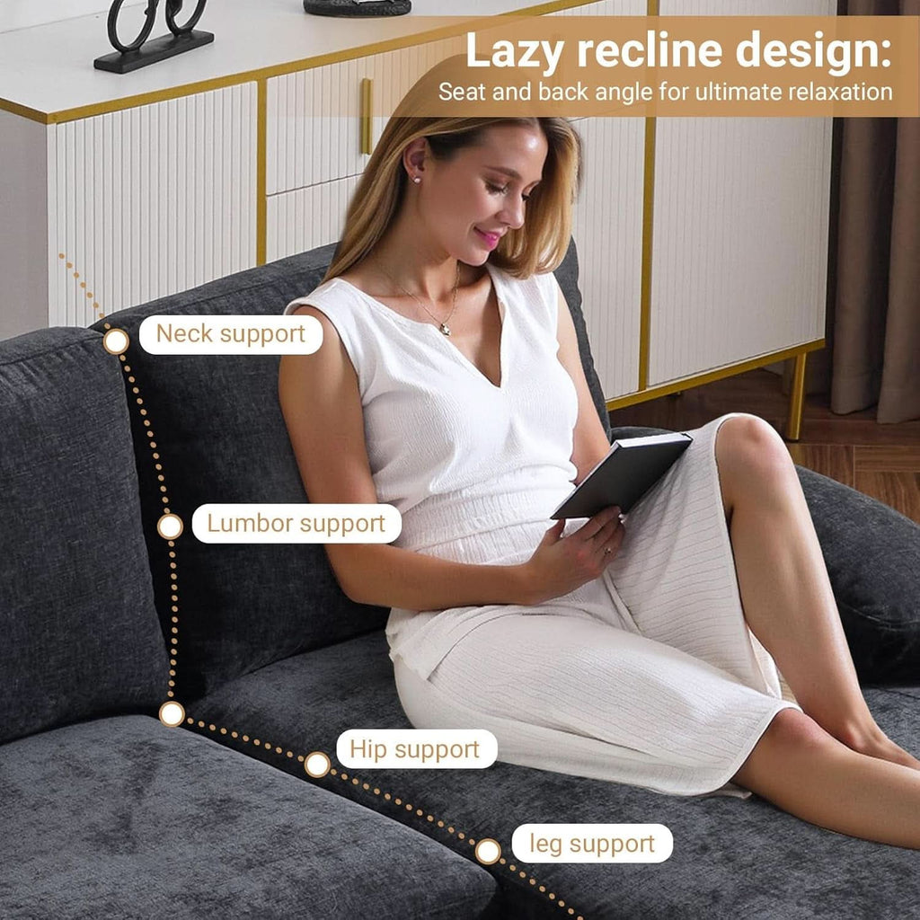 Black U-Shaped Sectional Sofa with Double Chaise