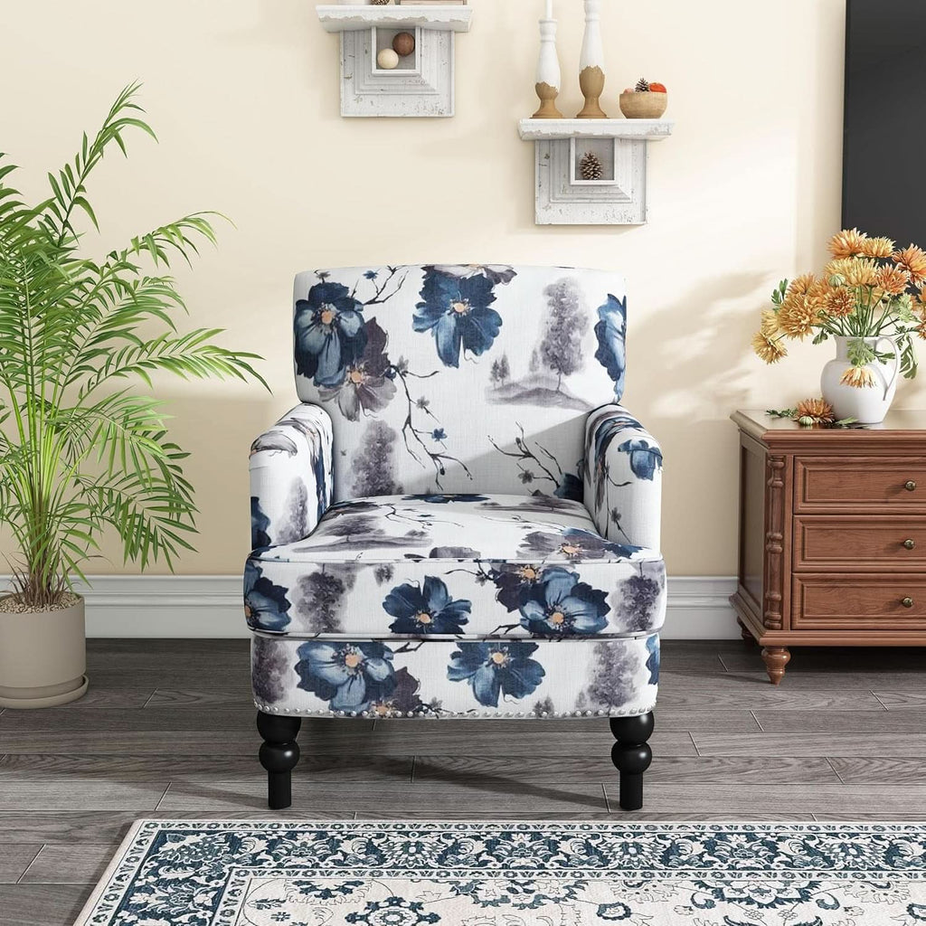 Boaz Floral Print Fabric Club Chair 32 Inch Depth Polyester