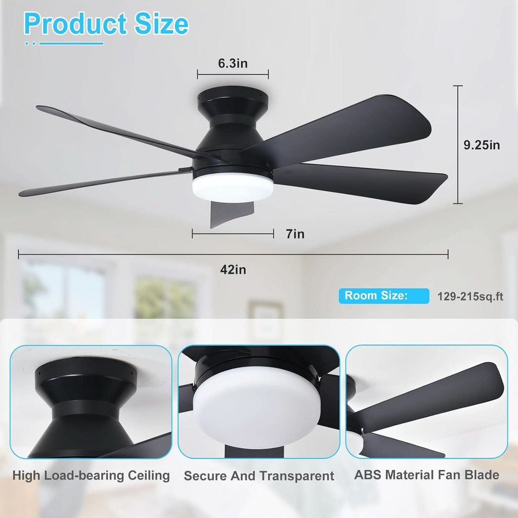 42 Inch Ceiling Fan With Dimmable LED Light Remote