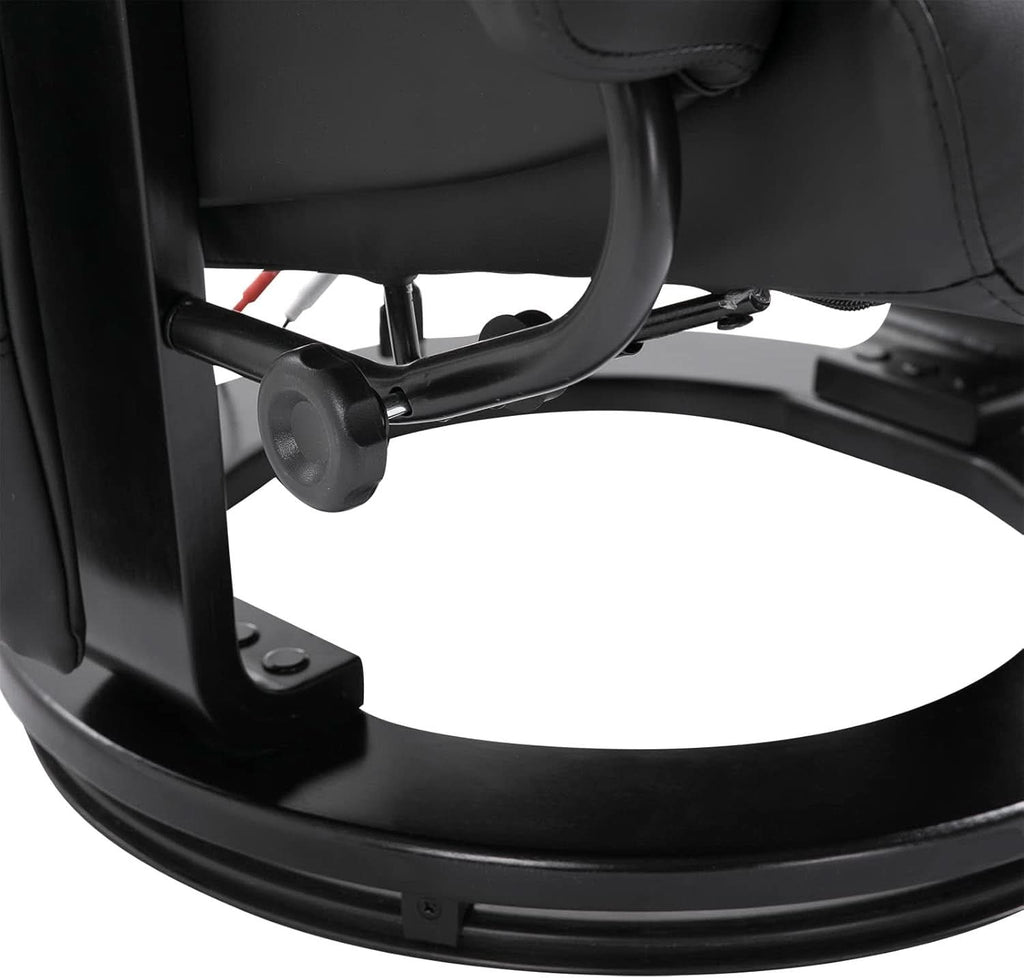 Massage Recliner Chair With Ottoman 360 Degree Swivel Black PU Leather