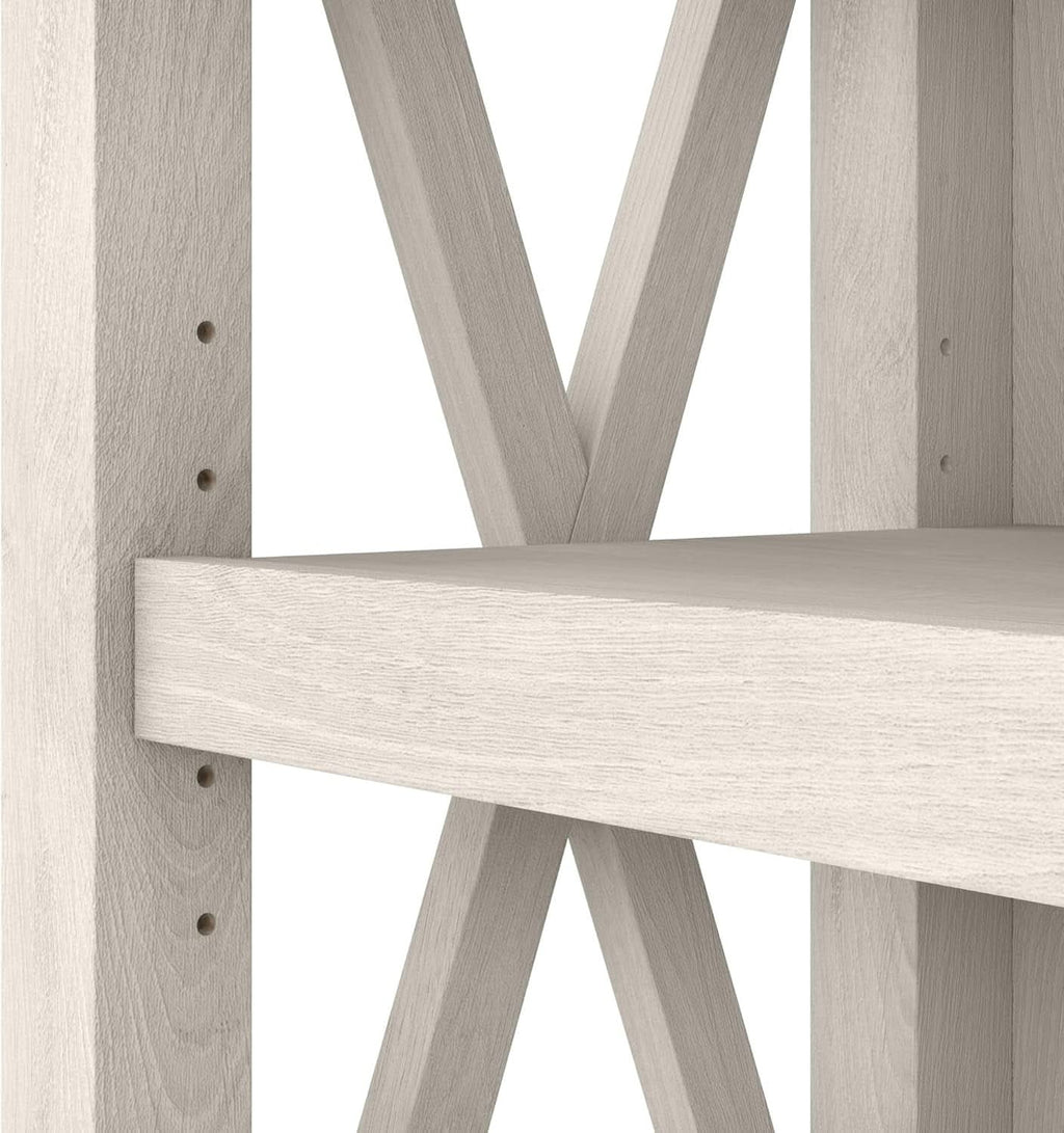 Tall 5 Shelf Bookcase Linen White Oak Modern Farmhouse