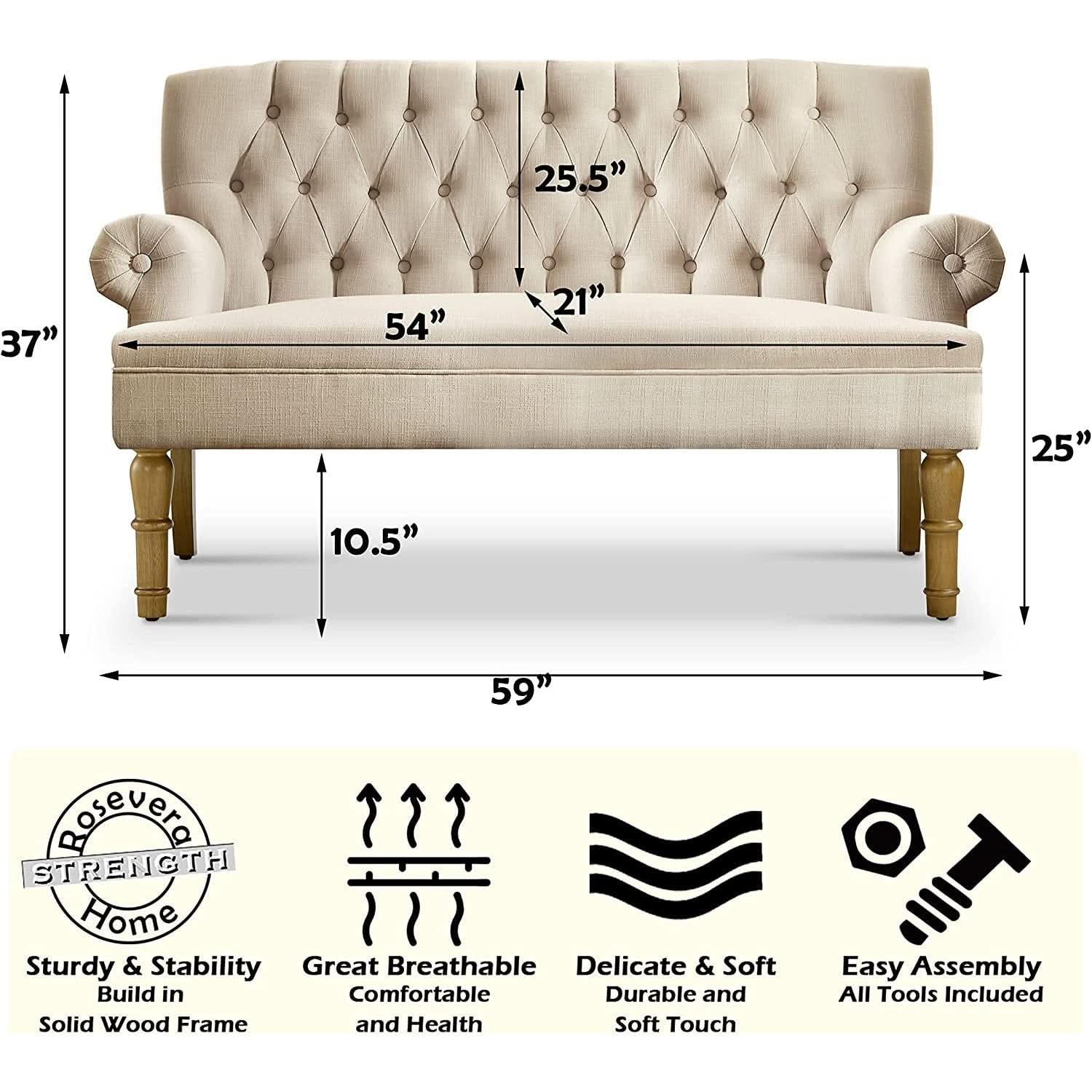 Warm Beige Tufted Loveseat Sofa Modern Living Room