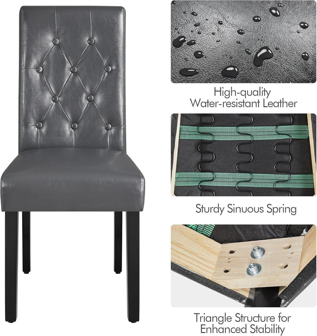 Gray Faux Leather Parsons Dining Chairs Set Of 2 High Back