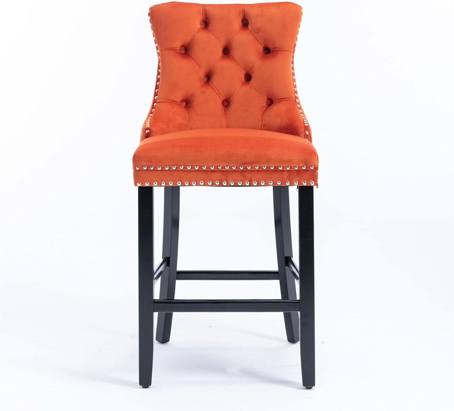Wingback Velvet Bar Stools Set Of Two Orange Counter Height