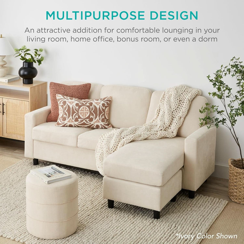 Brown L Shape Sectional Sofa With Reversible Ottoman