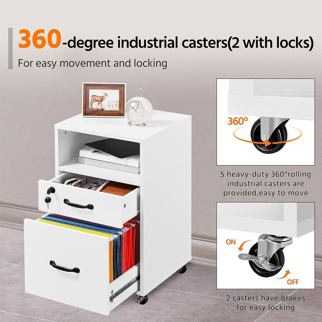 White Vertical File Cabinet With Locking Top Drawer