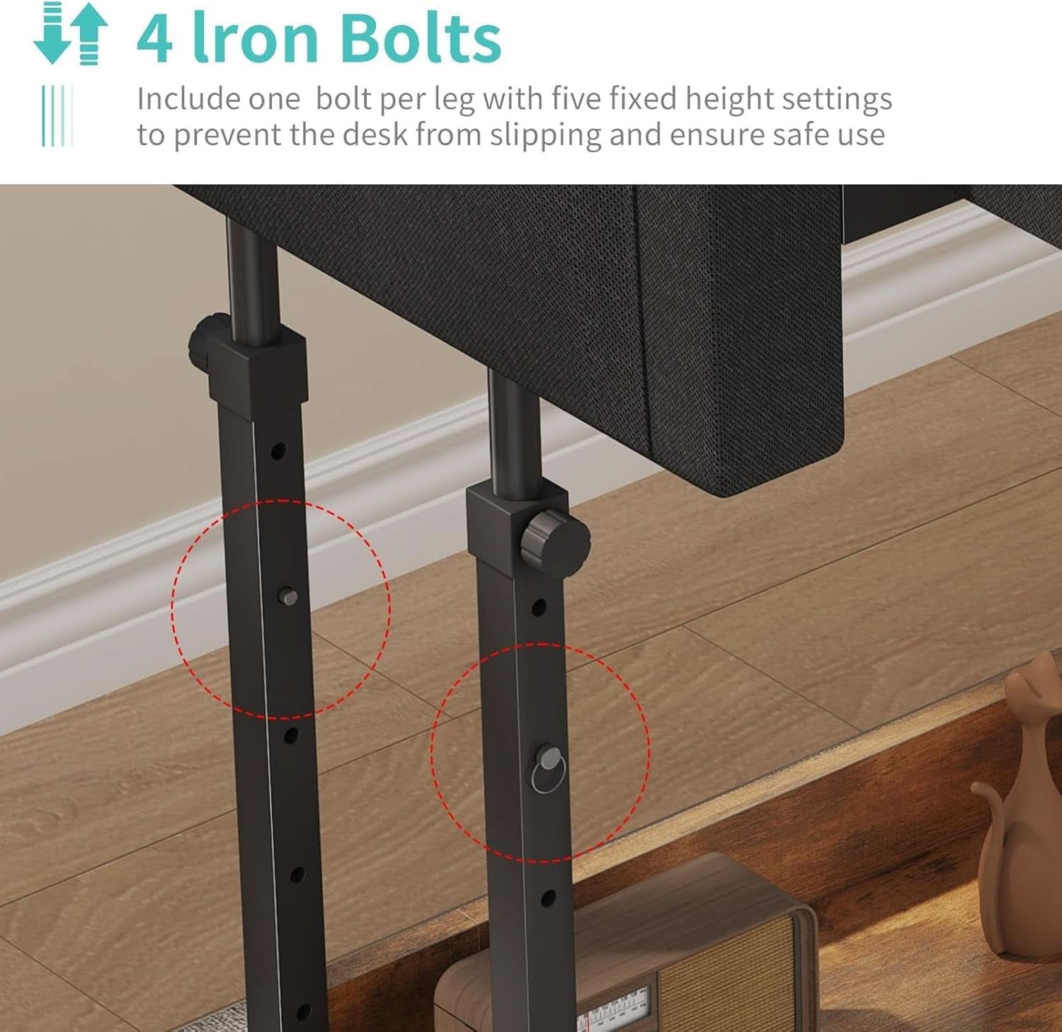 Rolling Height-Adjustable Computer Desk with Drawers