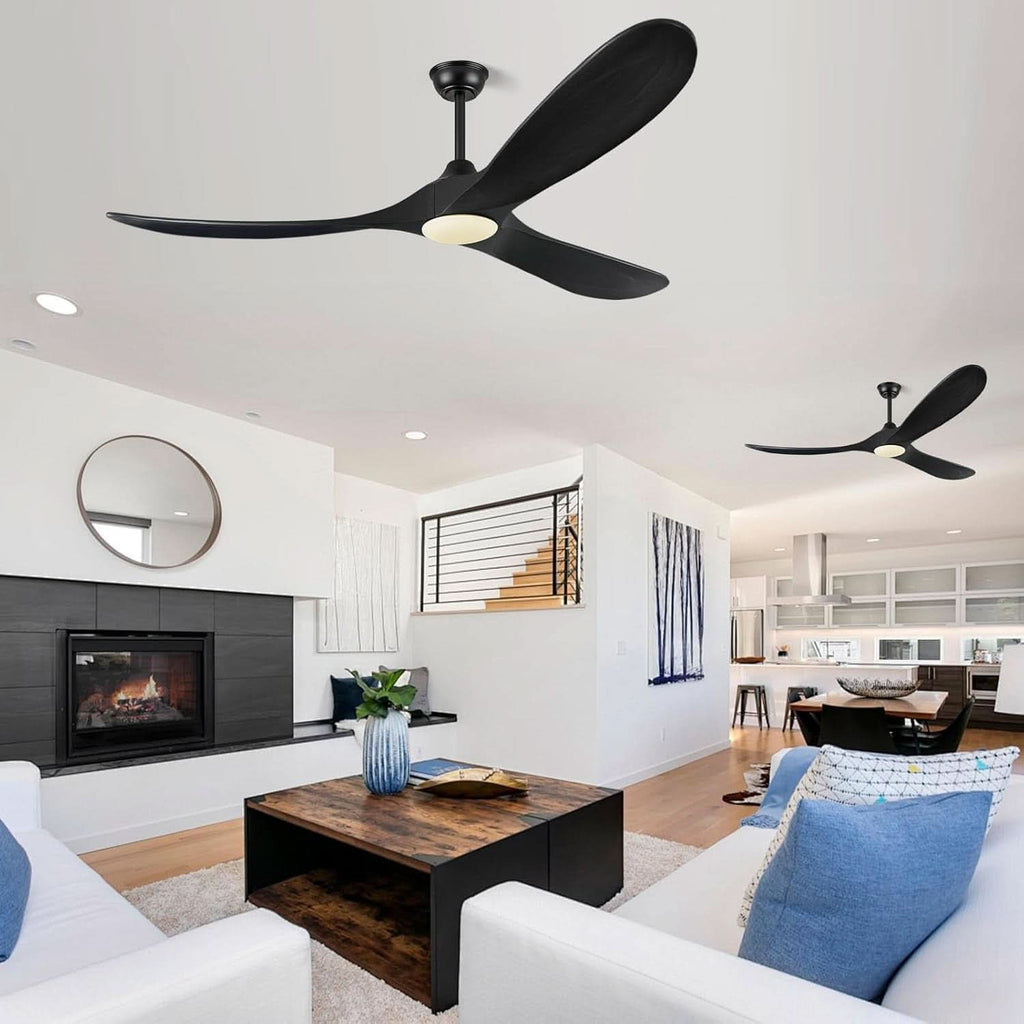 52 Inch Walnut Wood Ceiling Fan With Remote And LED Light