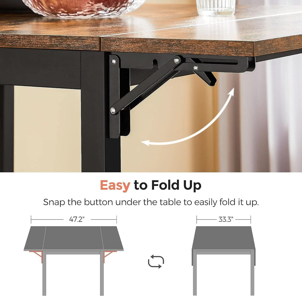 Folding Dining Table Drop Leaf Extendable Brown For Small Spaces Seats 2 To 4