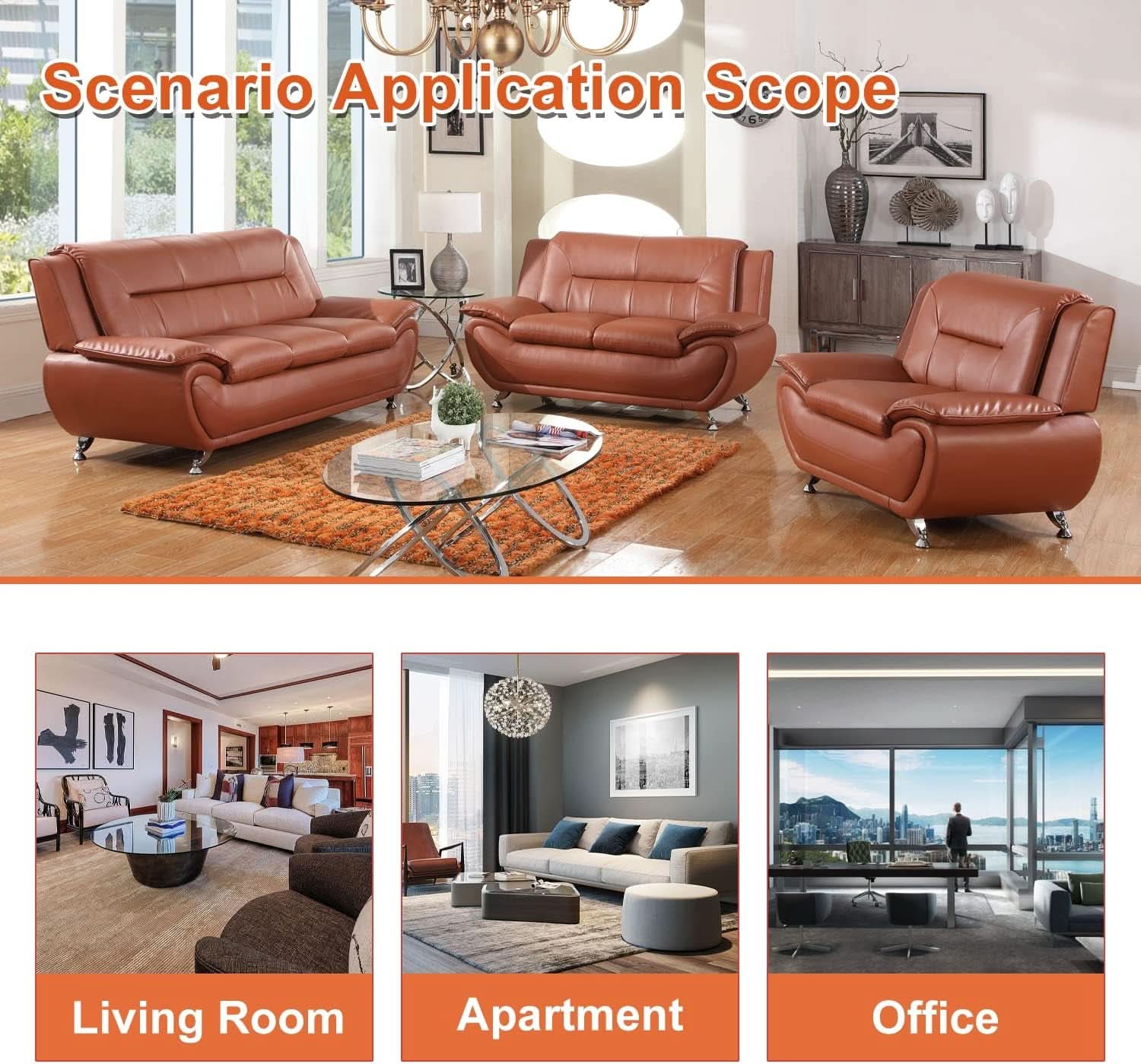 Orange Leather Sofa For Living Room With Minimalist Design