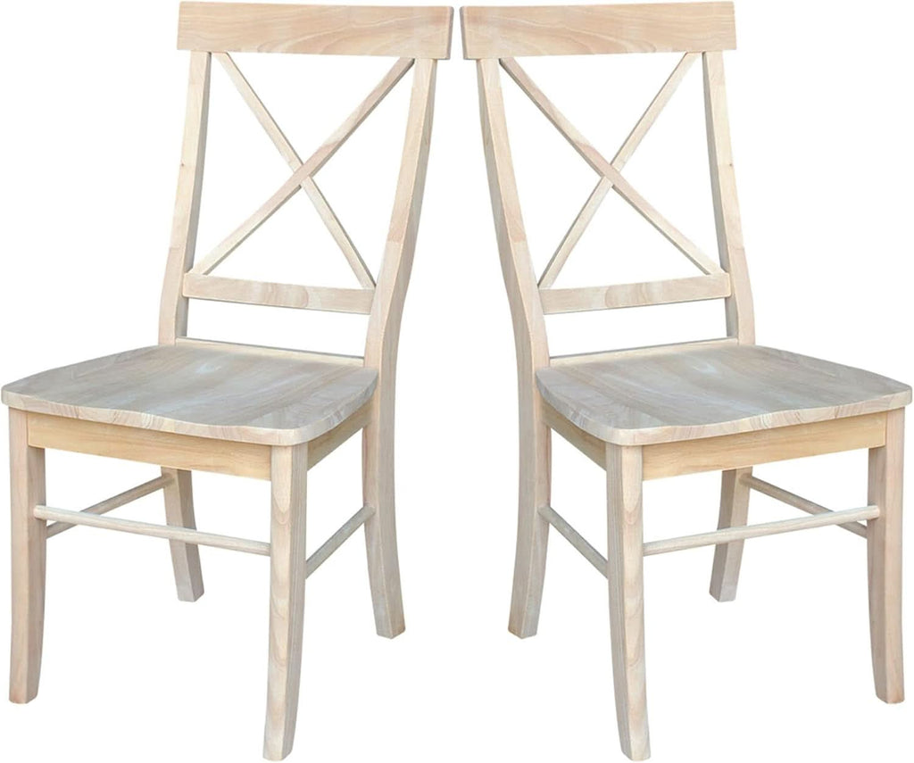 X Back Dining Chairs Set Of 2 In Unfinished Parawood