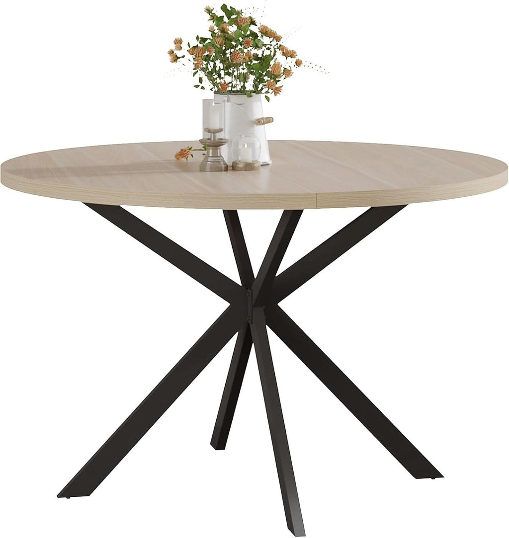 Round 47 Inch Circular Dining Table Natural Oak Finish