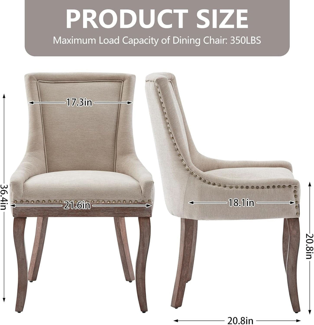 Modern Dining Chairs Tan Upholstered Fabric Set Of 2