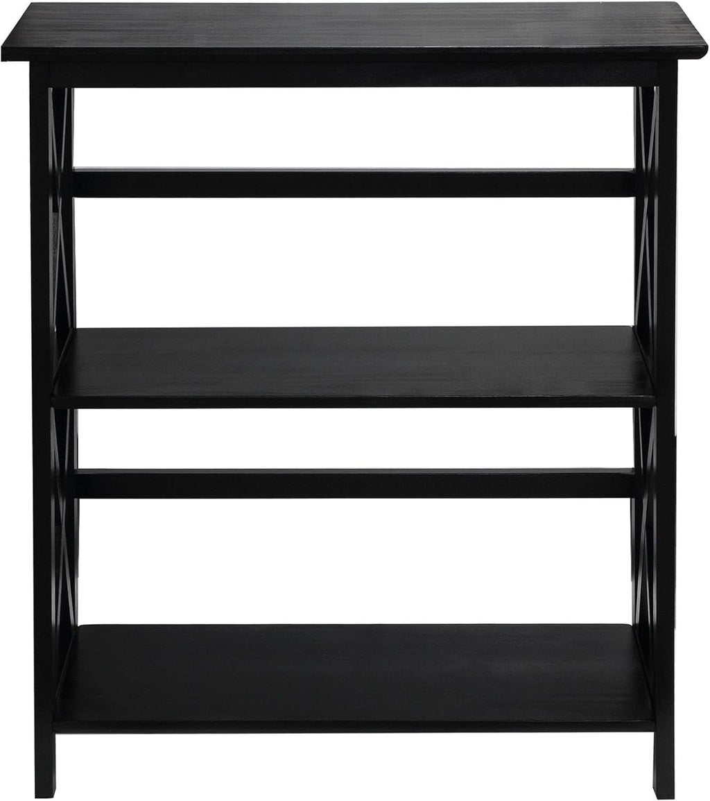 Three Shelf Solid Wood Bookcase For Living Room Storage