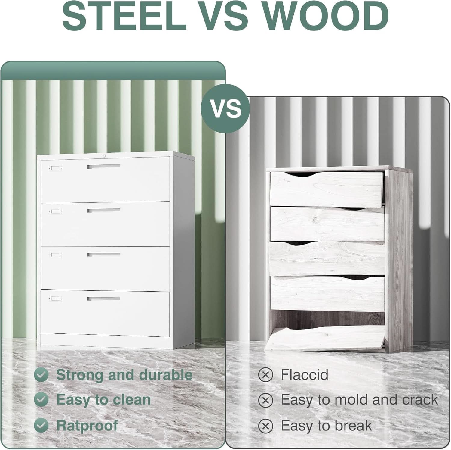 4 Drawer File Cabinet With Lock White Metal Lateral Filing