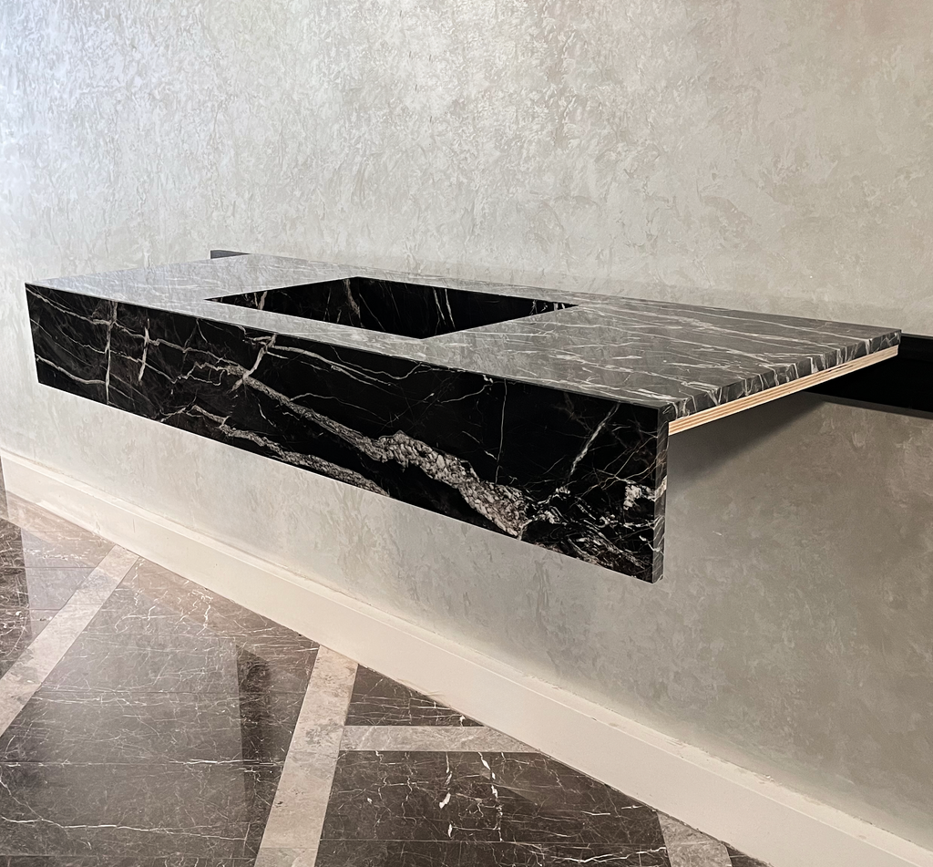 HANDCRAFTED CUSTOM ALEXANDRA BLACK MARBLE SINK (NS-111)