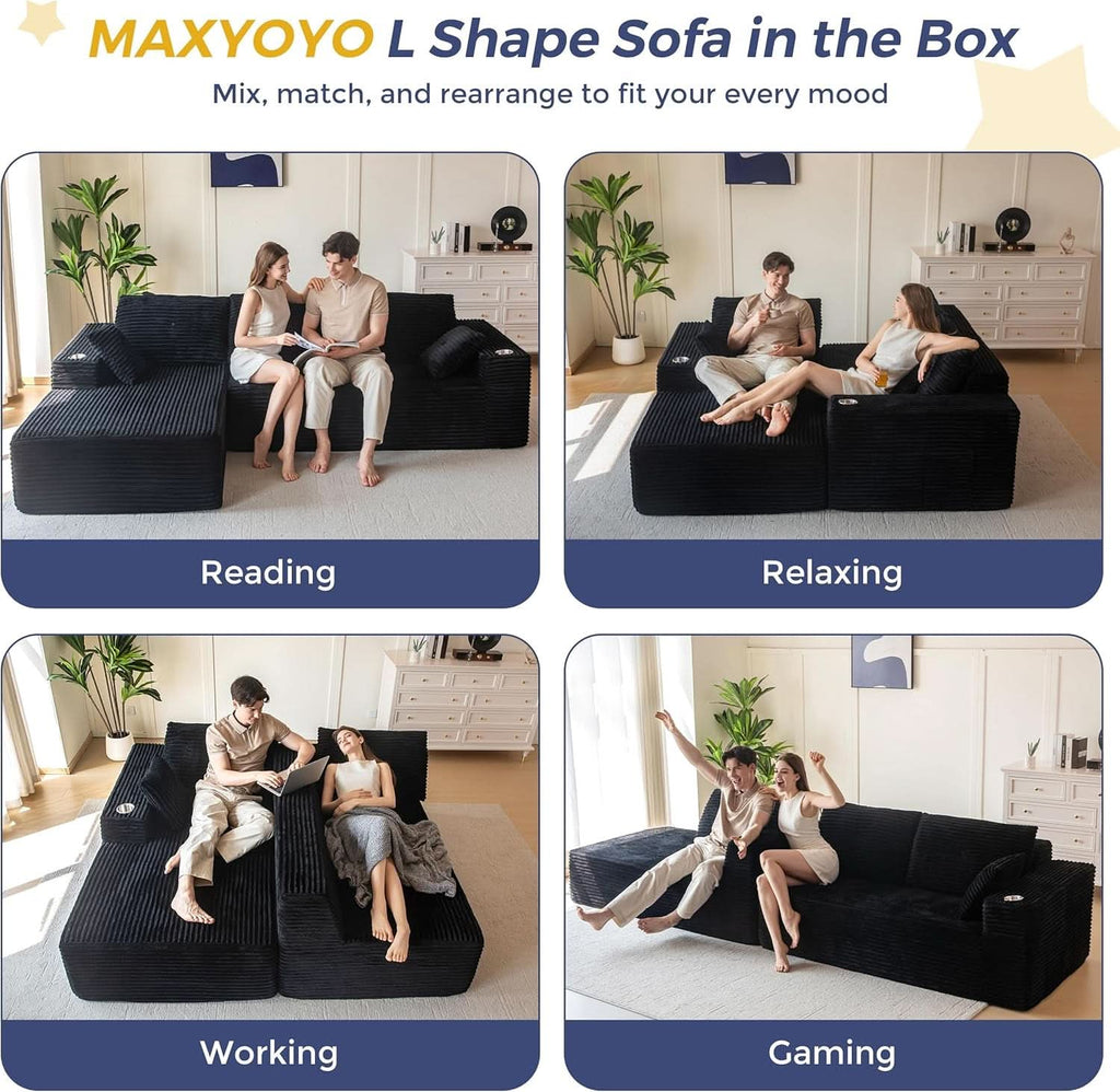 Large Modular Sectional Sofa with L-Shape Chaise