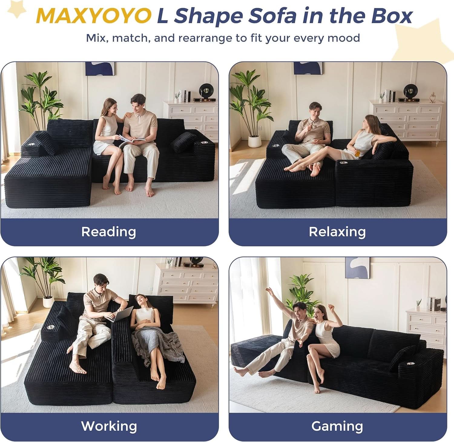 Large Modular Sectional Sofa with L-Shape Chaise