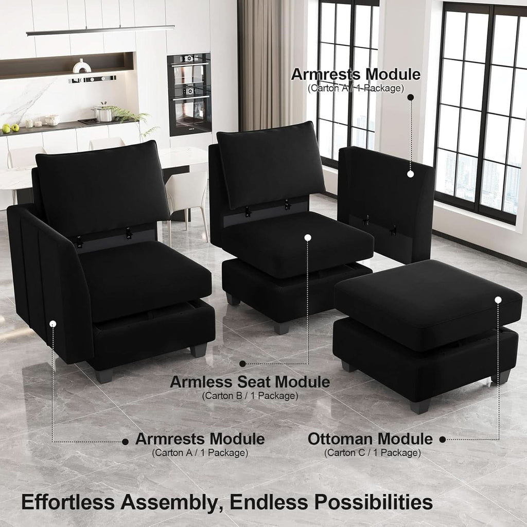 Large Modular Sectional Sofa Bed with Storage Comfort