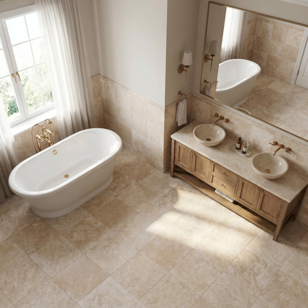Miletos Ivory Travertine Honed and Filled Wall and Floor Tile