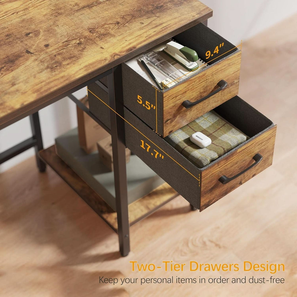 Modern 47 Inch Home Office Desk With Storage Drawers