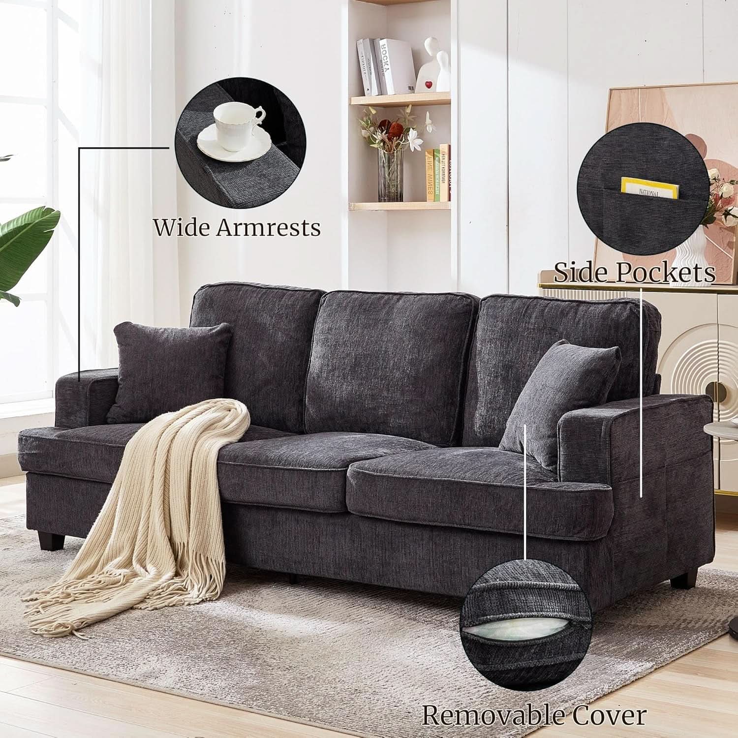 Modern Deep Seat Grey Loveseat