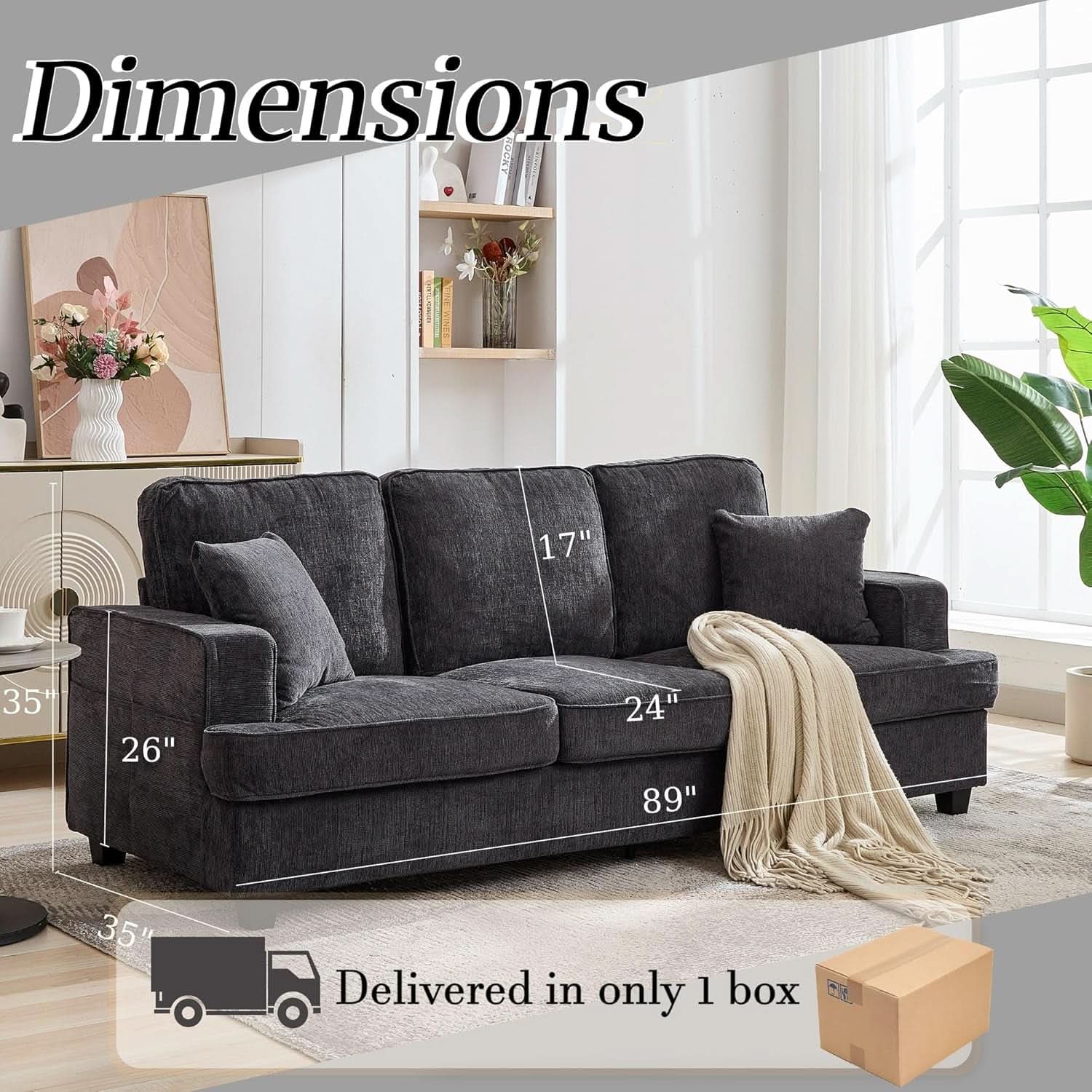 Modern Deep Seat Grey Loveseat