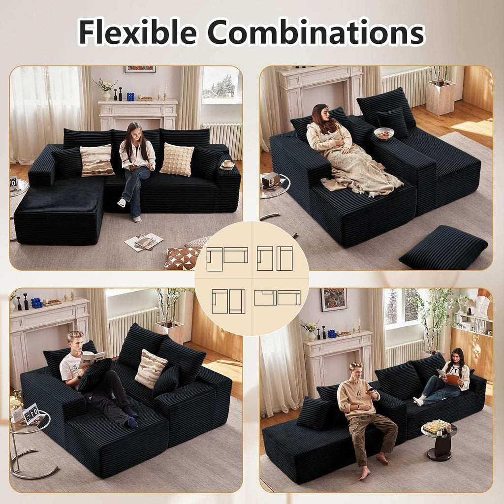 Black L-Shaped Cloud Sectional Sofa