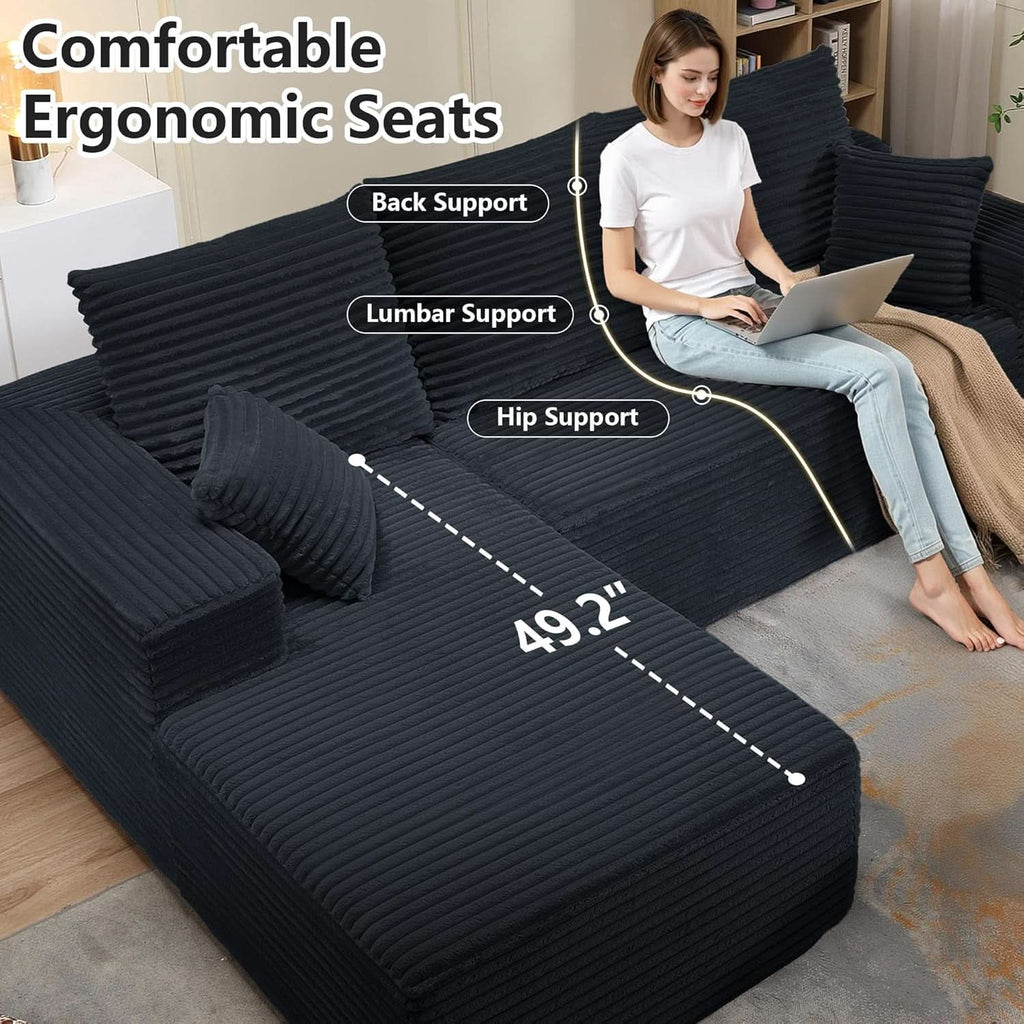 Black L-Shaped Cloud Sectional Sofa