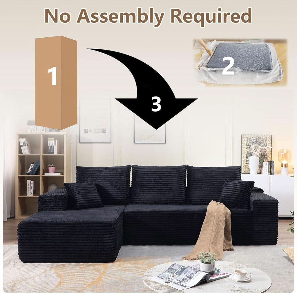 Black L-Shaped Cloud Sectional Sofa