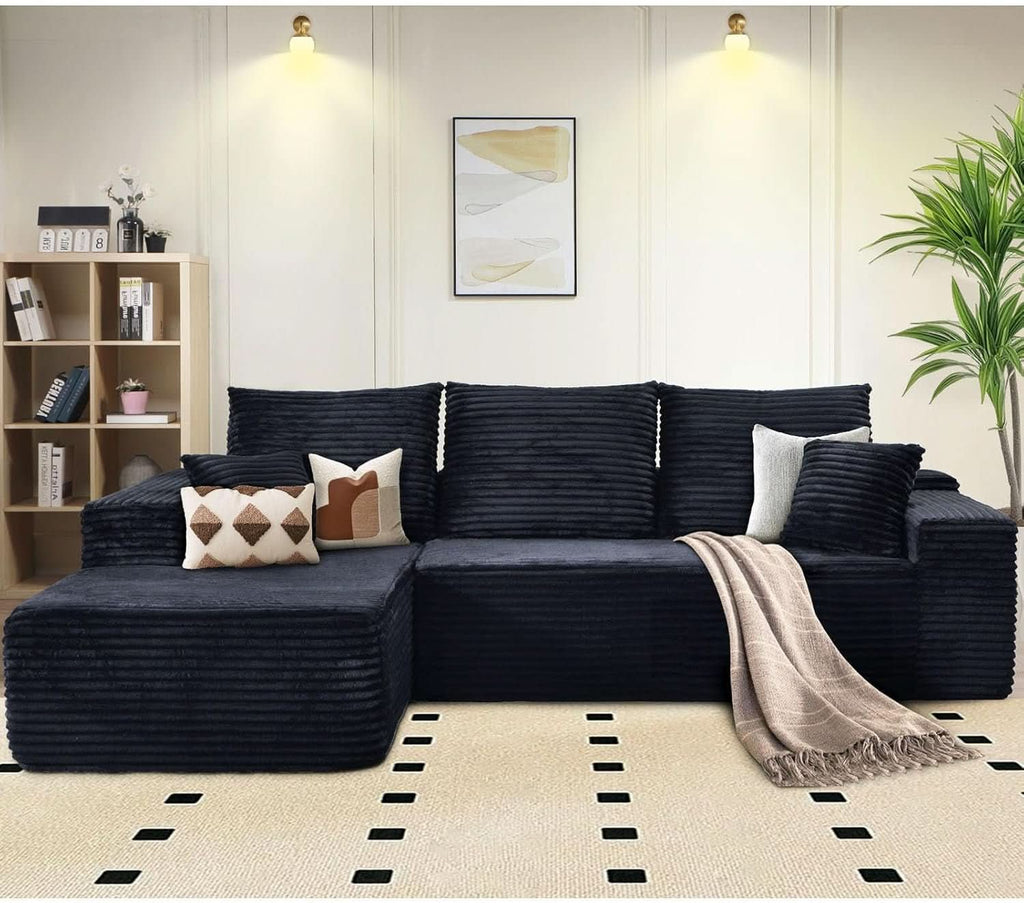 Black L-Shaped Cloud Sectional Sofa