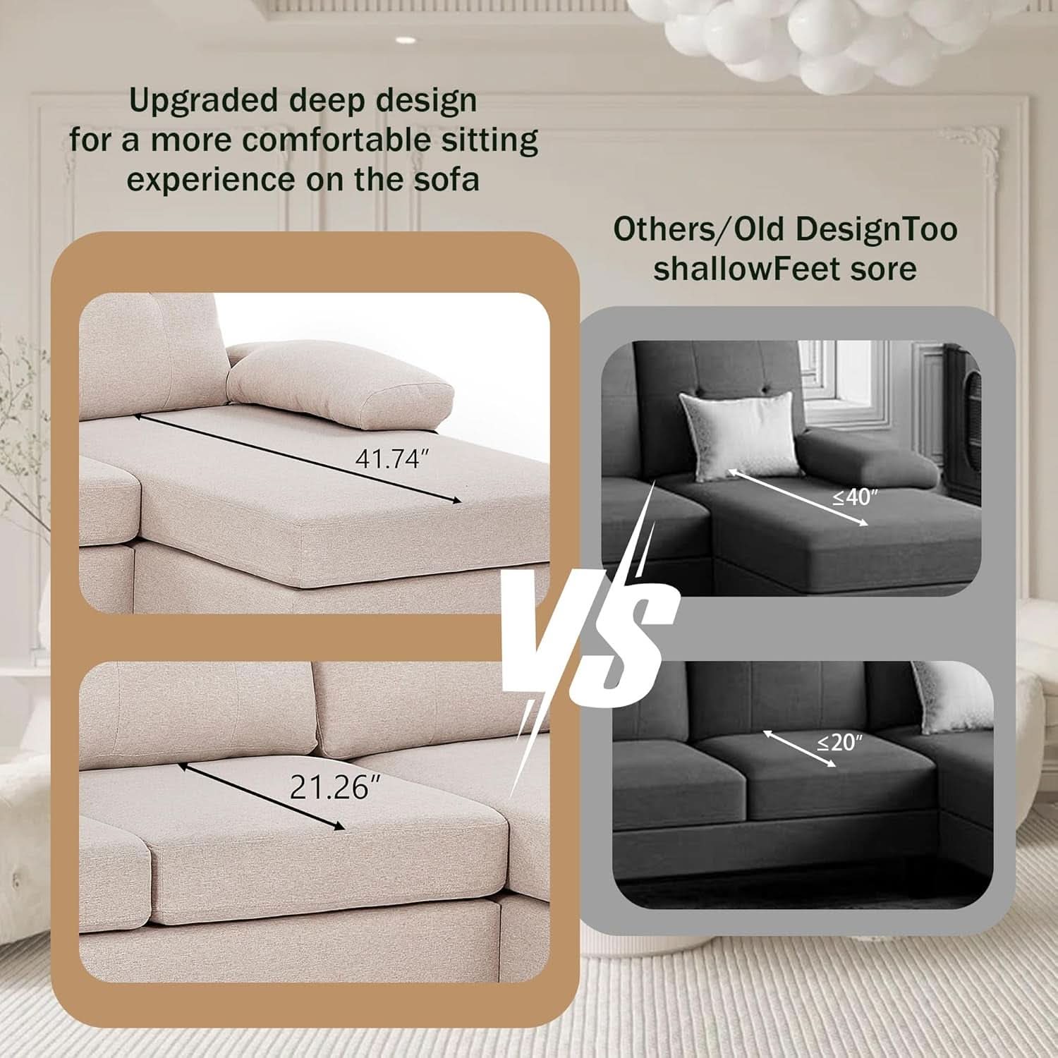 Modern U-Shaped Sectional Sofa with Double Chaise