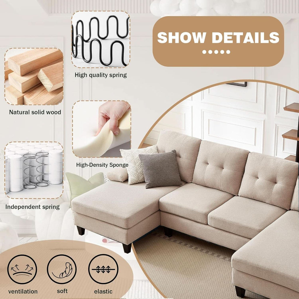 Modern U-Shaped Sectional Sofa with Double Chaise