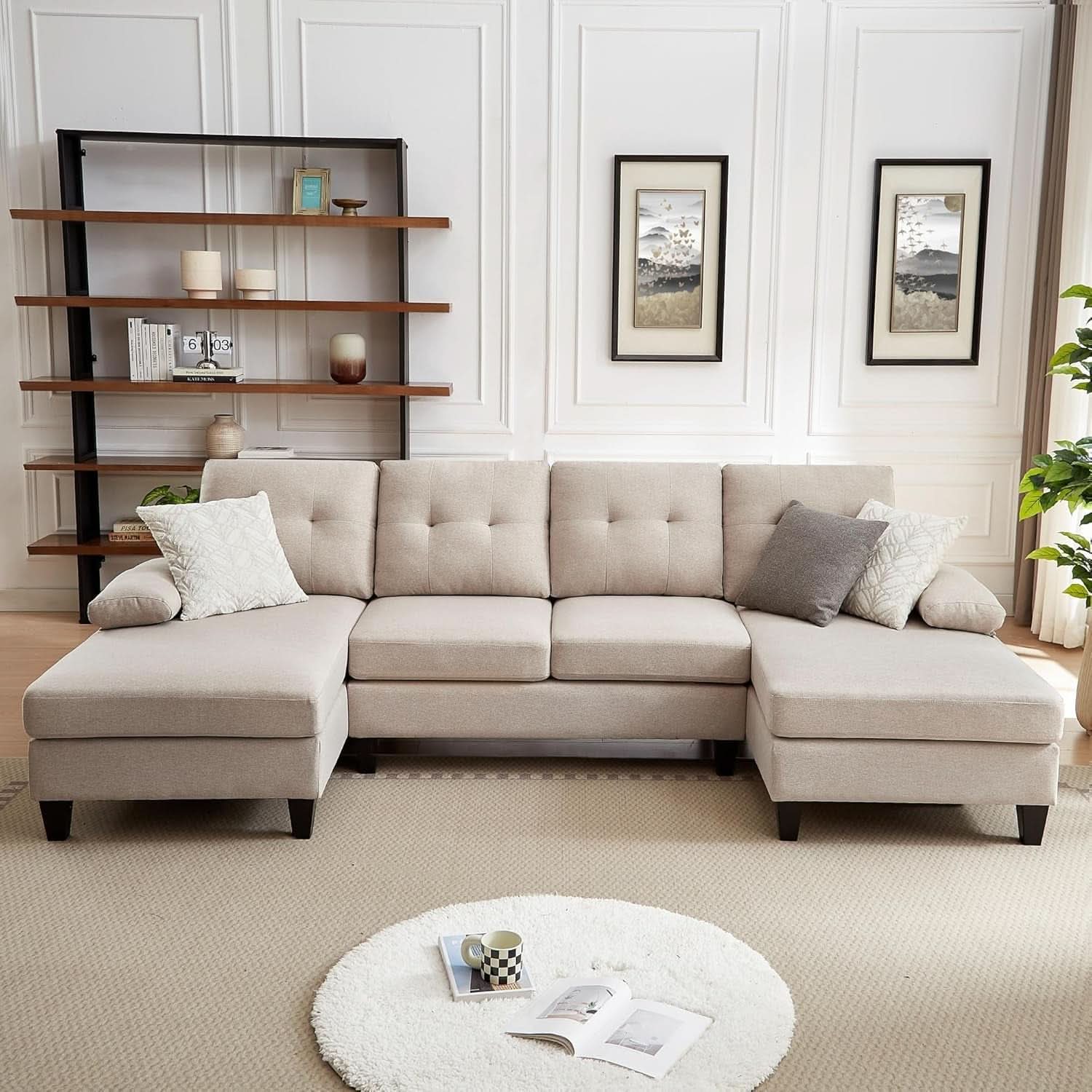 Modern U-Shaped Sectional Sofa with Double Chaise