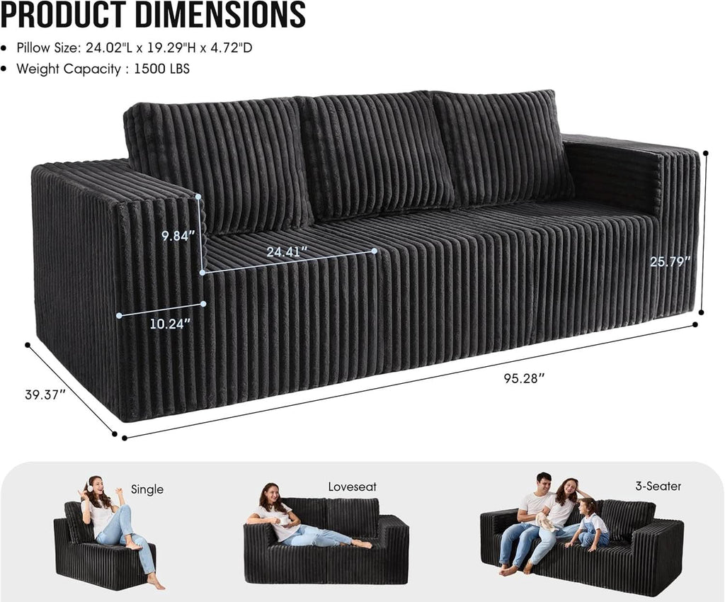 Modular Sectional Sofa With Deep Memory Foam Comfort