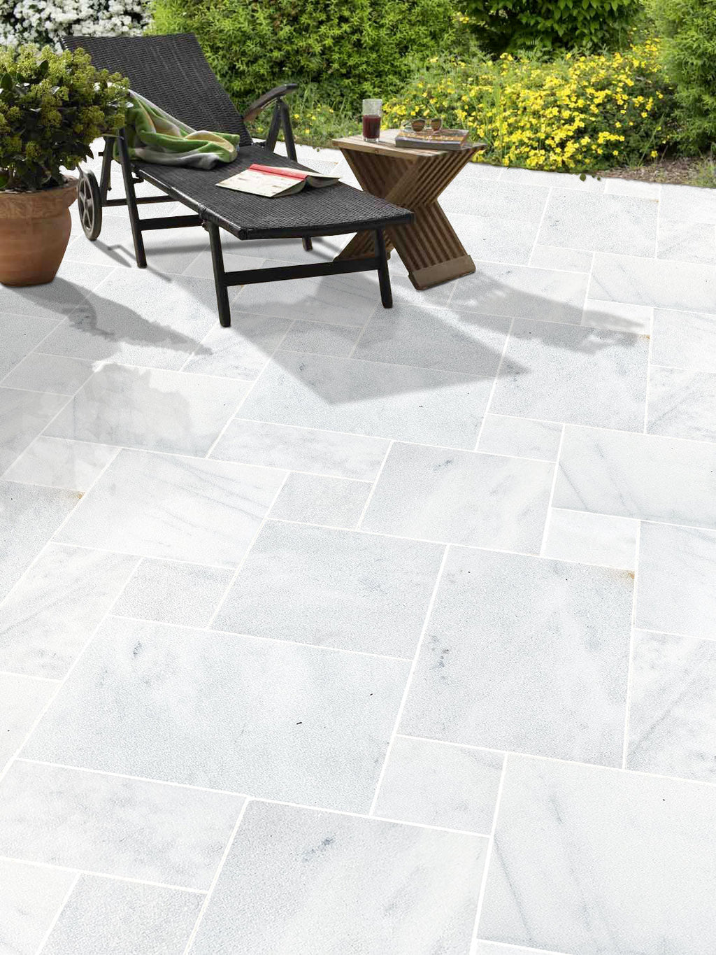 Turkish Carrara White Marble Leathered Pavers