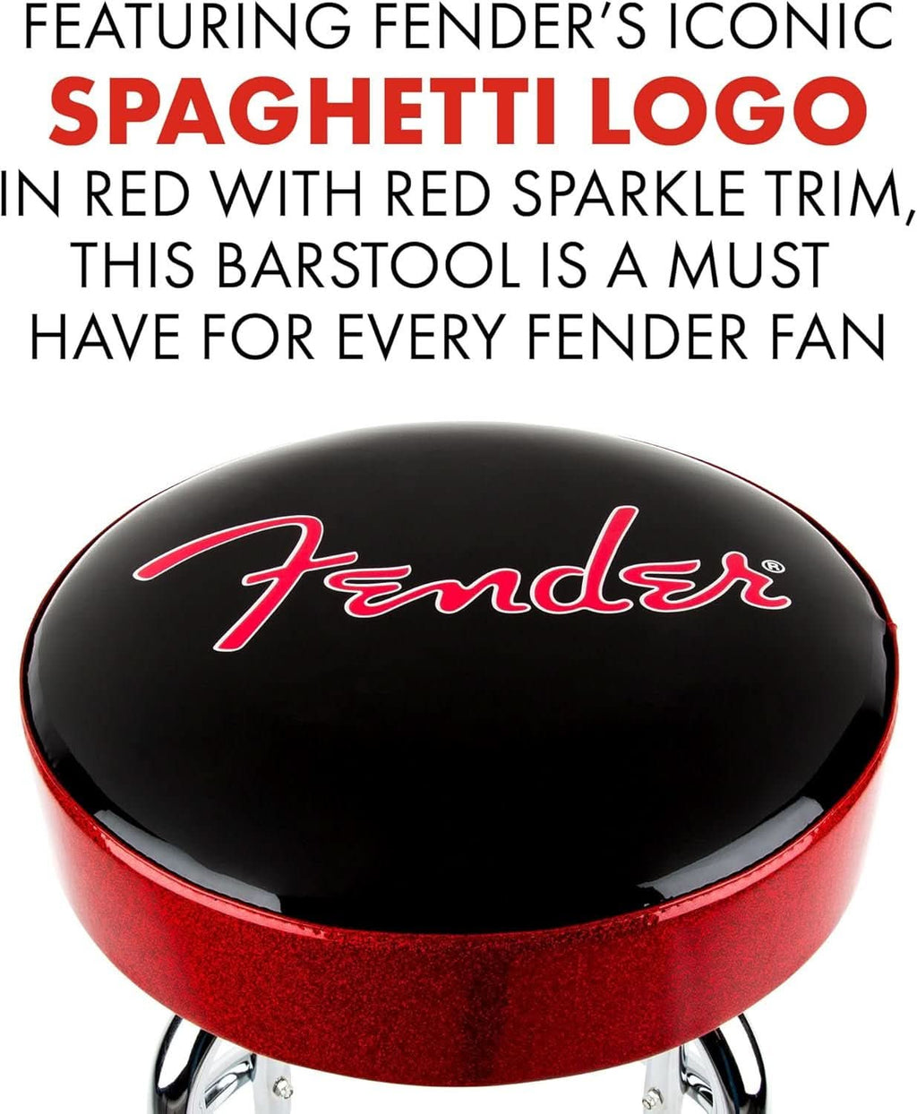 30 Inch Black Swivel Bar Stool With Red Sparkle Logo