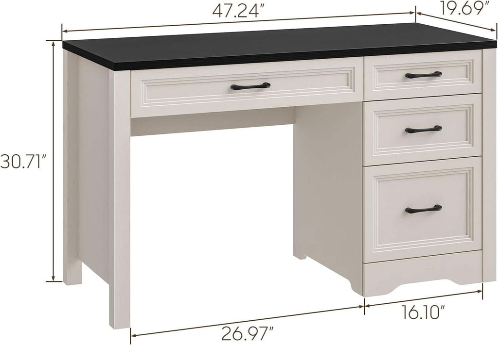 Rustic Farmhouse Executive Desk with Ample Storage Drawers