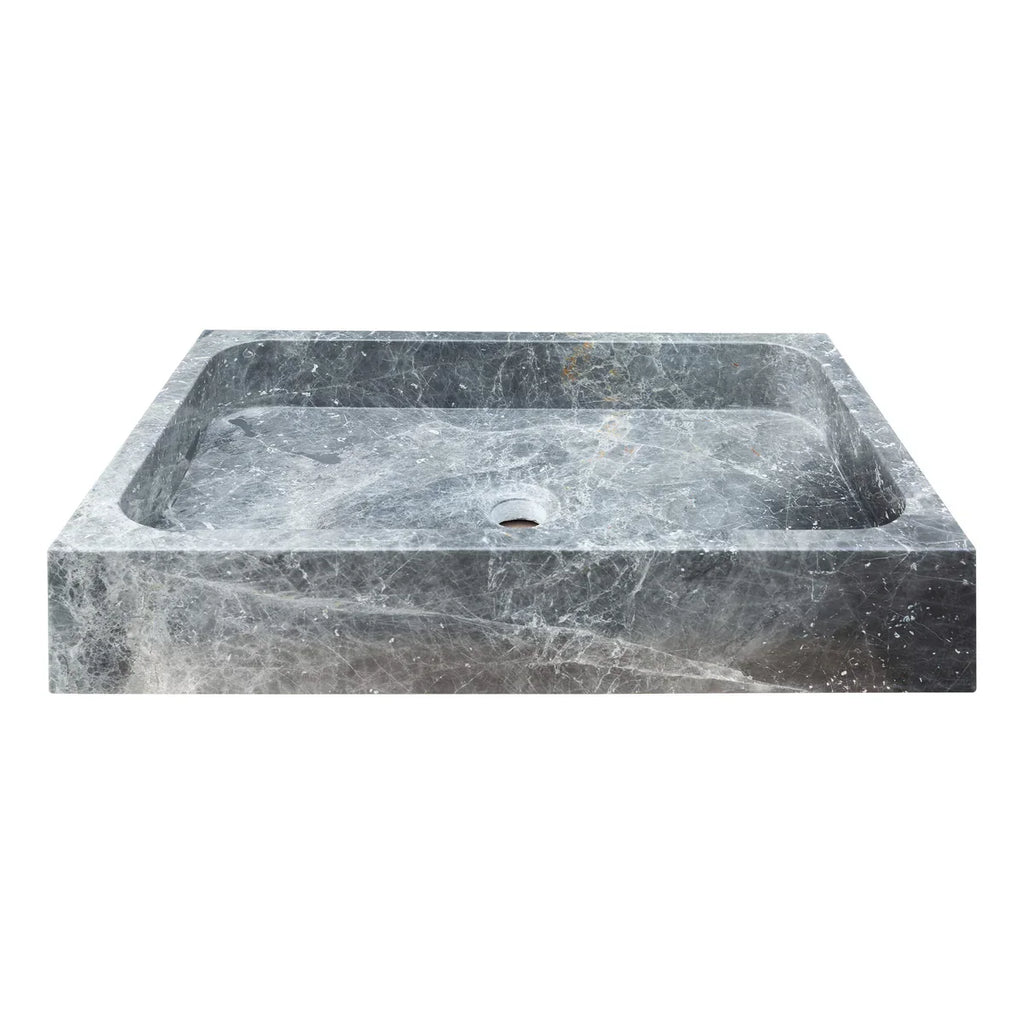Sirius Gray Marble Rectangular Above Vanity Bathroom Sink (W)15" (L)24" (H)5" - In Stock