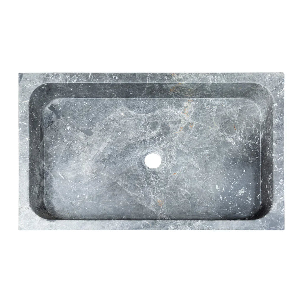 Sirius Gray Marble Rectangular Above Vanity Bathroom Sink (W)15" (L)24" (H)5" - In Stock