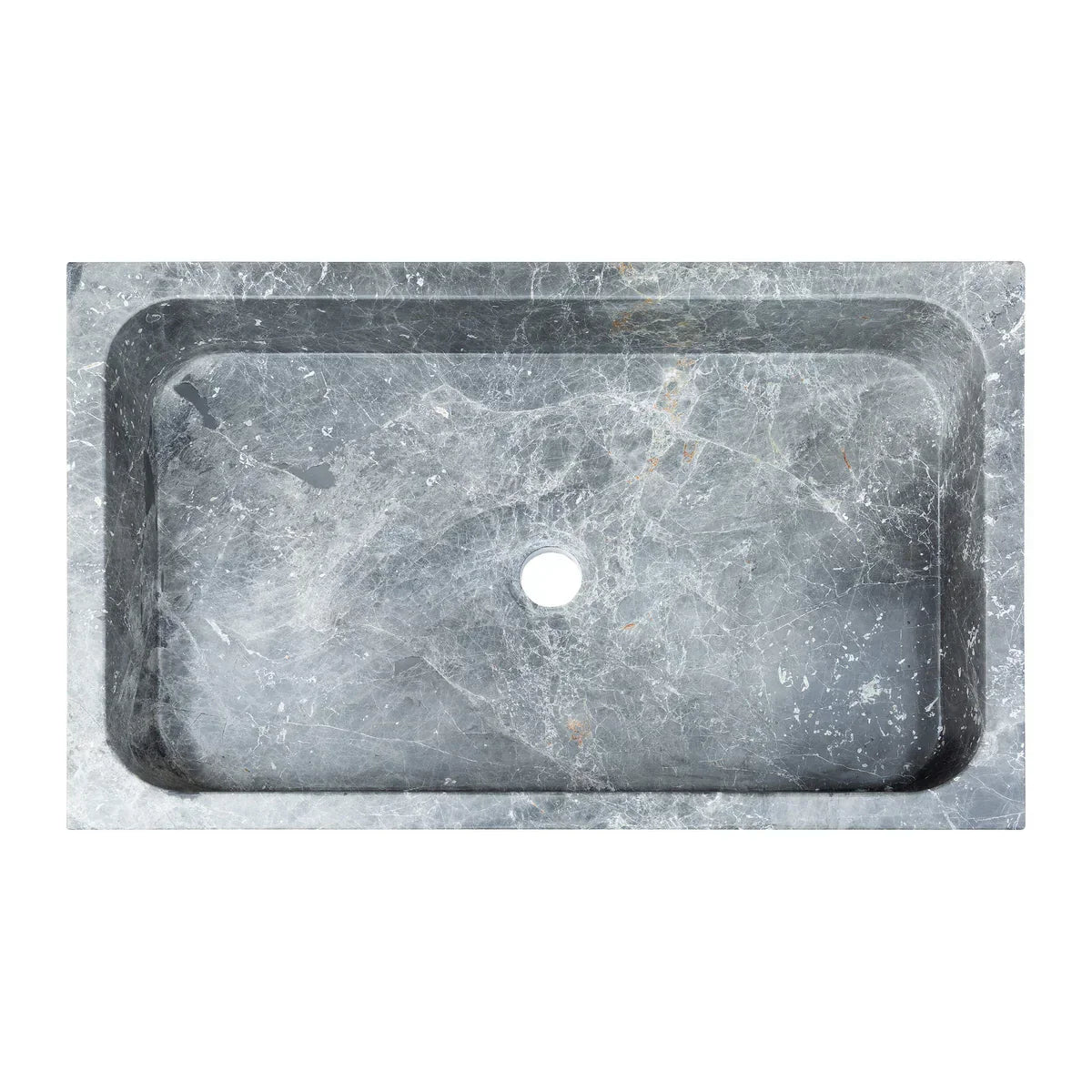 Sirius Gray Marble Rectangular Above Vanity Bathroom Sink (W)15" (L)24" (H)5" - In Stock