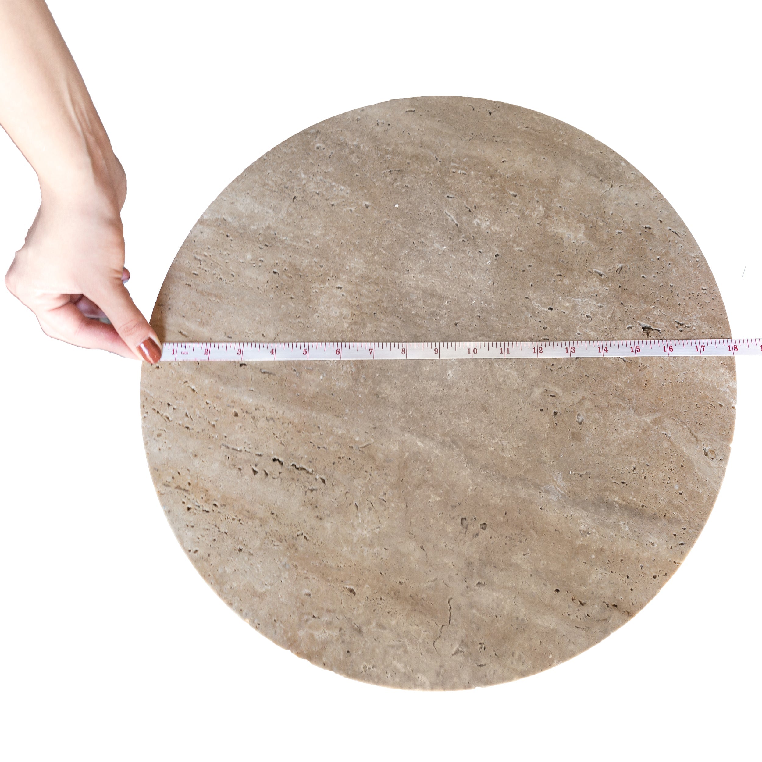 Troia Light Travertine Round End/Side Table U Shape Legs Unfilled, Honed (D)18" (H)20"